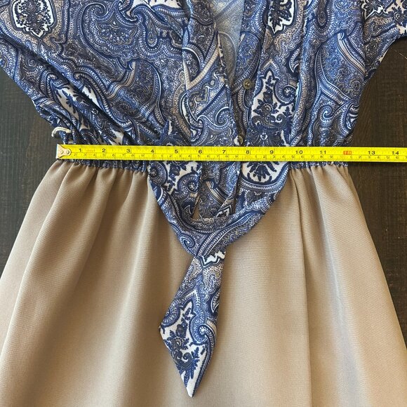 Vintage Paul Alfred Blue Tan Paisley Two Piece Suit Set Size 12 - Picture 8 of 13